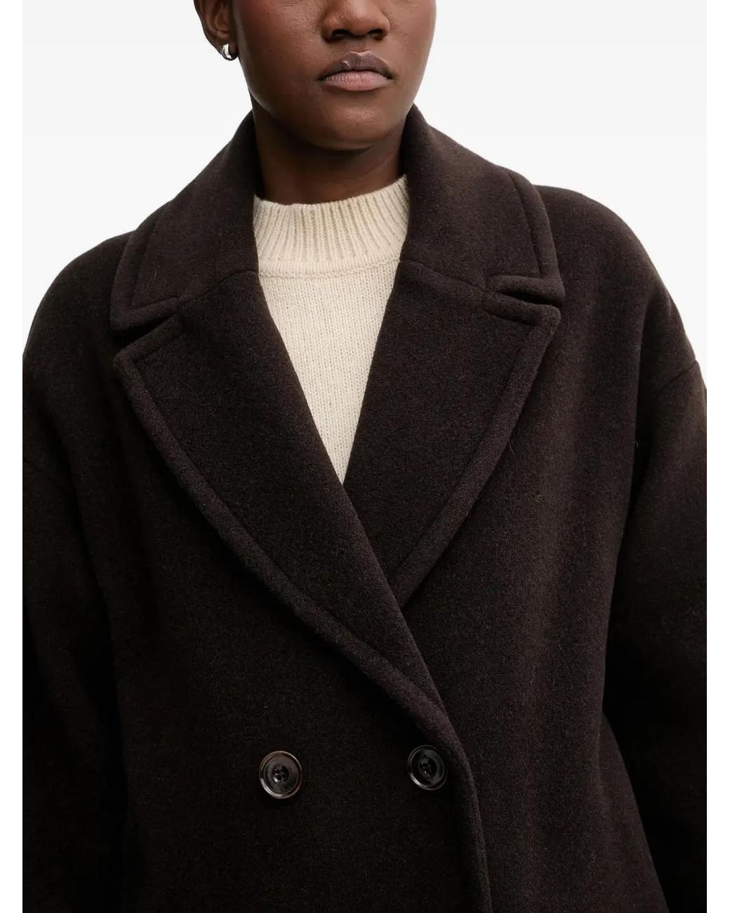 Sessun Black Double-Breasted Coat