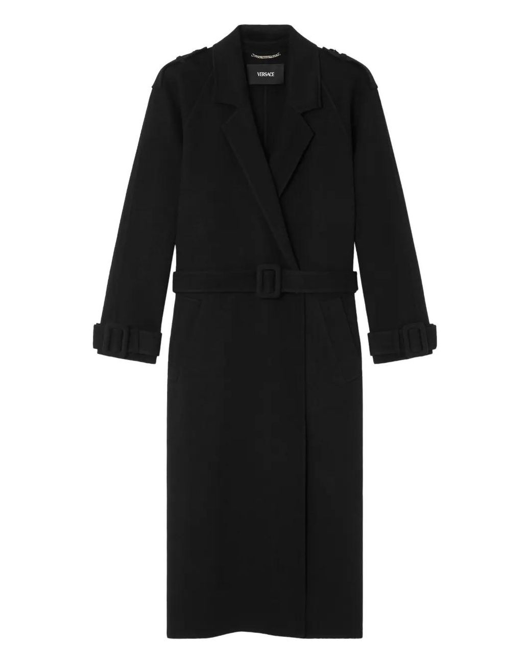 Versace Black Mantel Mit Gürtel