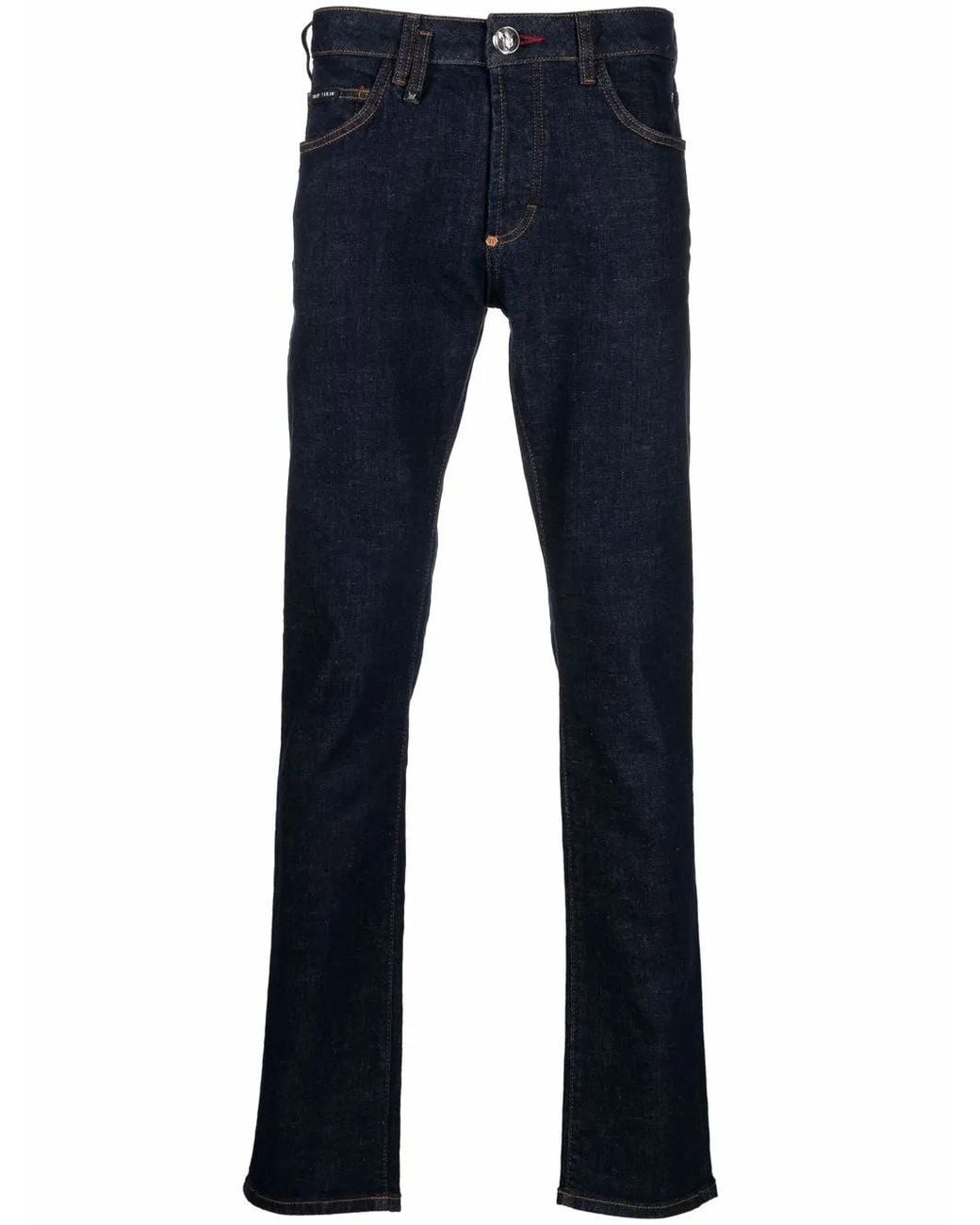 Philipp Plein Blue Iconic Plein Super-Straight Cut Jeans for men