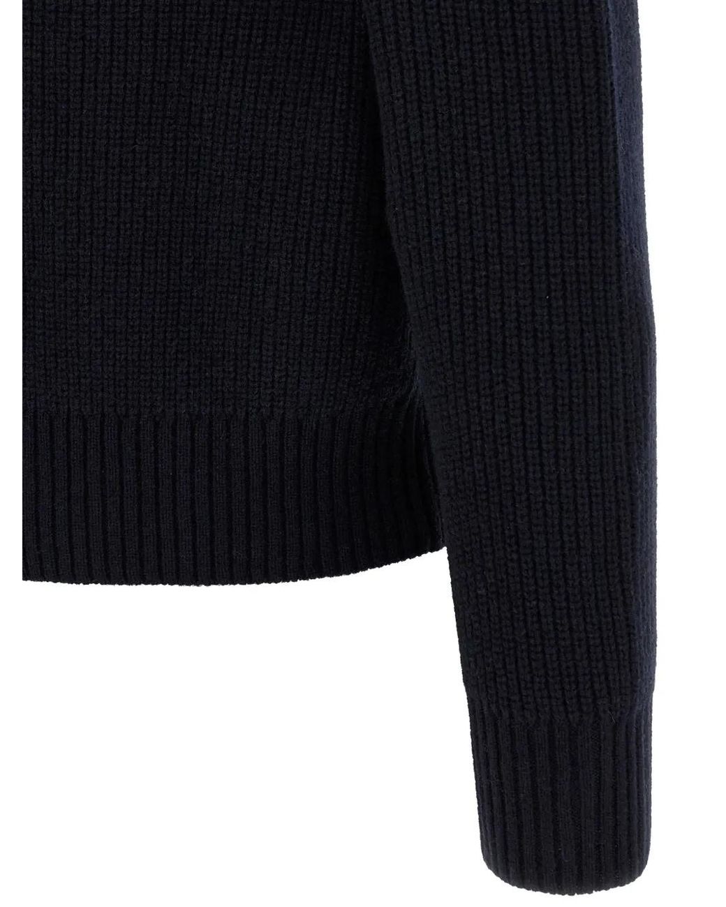 Oliver Lattughi Blue Costa Inglese Ribbed-Knit Sweater for men
