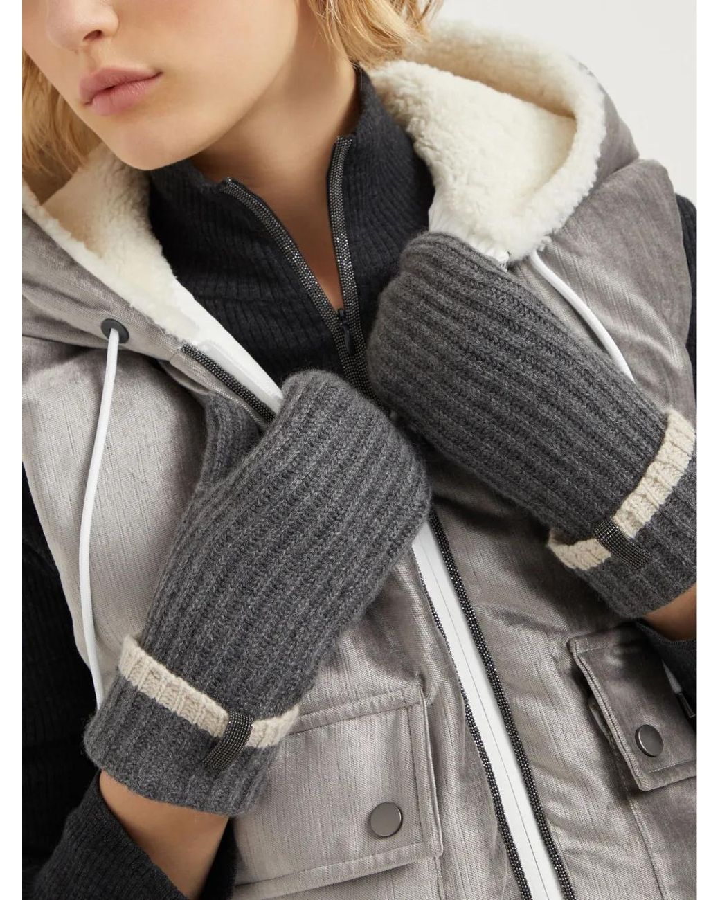 Brunello Cucinelli Gray Cashmere Gloves