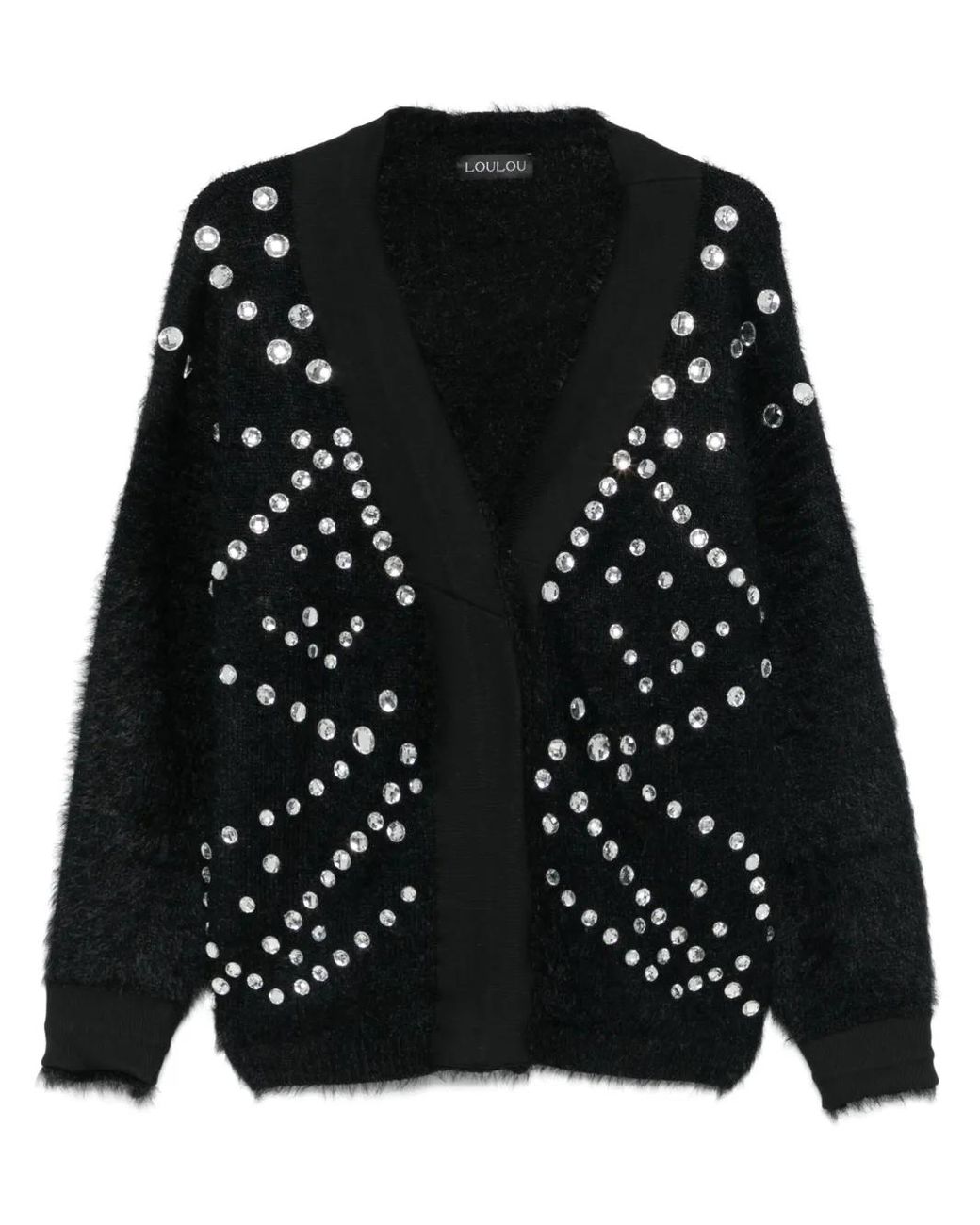 Loulou Black Crystal-Embellished Cardigan