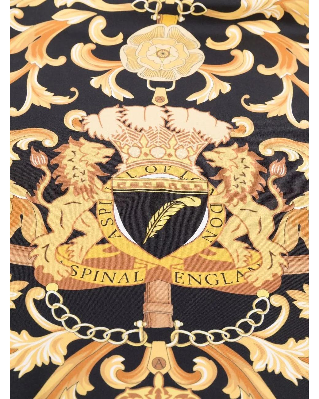 Aspinal Black Baroque-Pattern Print Scarf