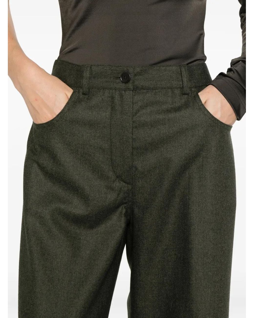Aspesi Green Belt-Loop Trousers