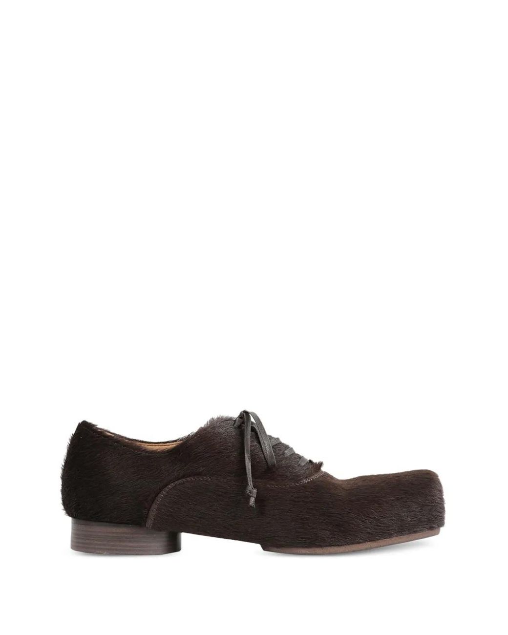 Uma Wang Black Calf Hair Square-Toe Oxford Shoes