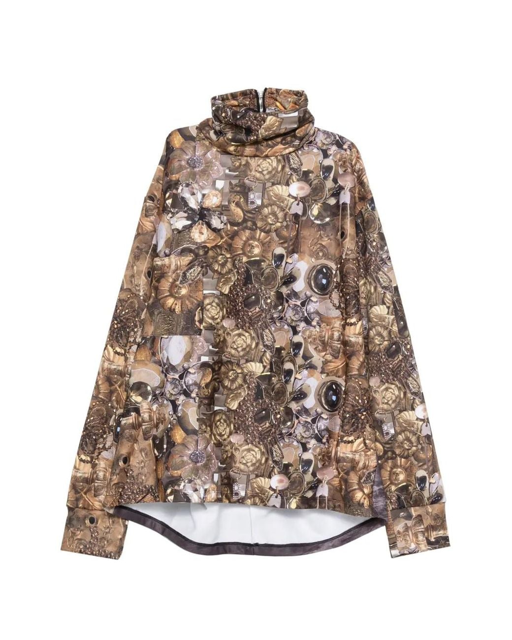 BARBARA BOLOGNA Natural Graphic-Print Zip-Back Blouse
