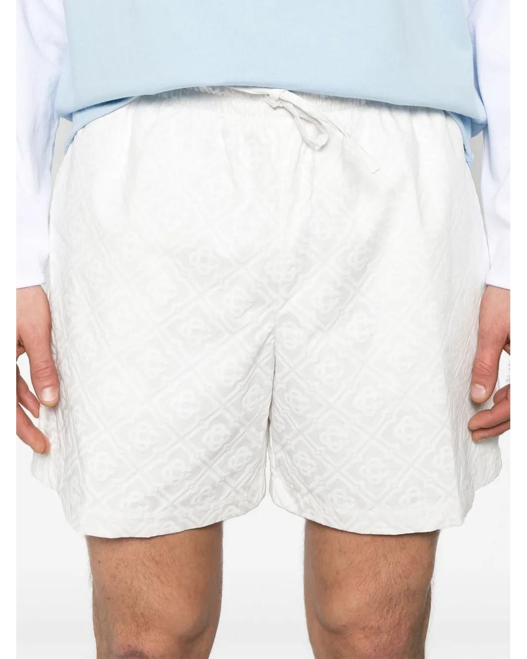 Casablanca White Monogram Drawstring Shorts for men