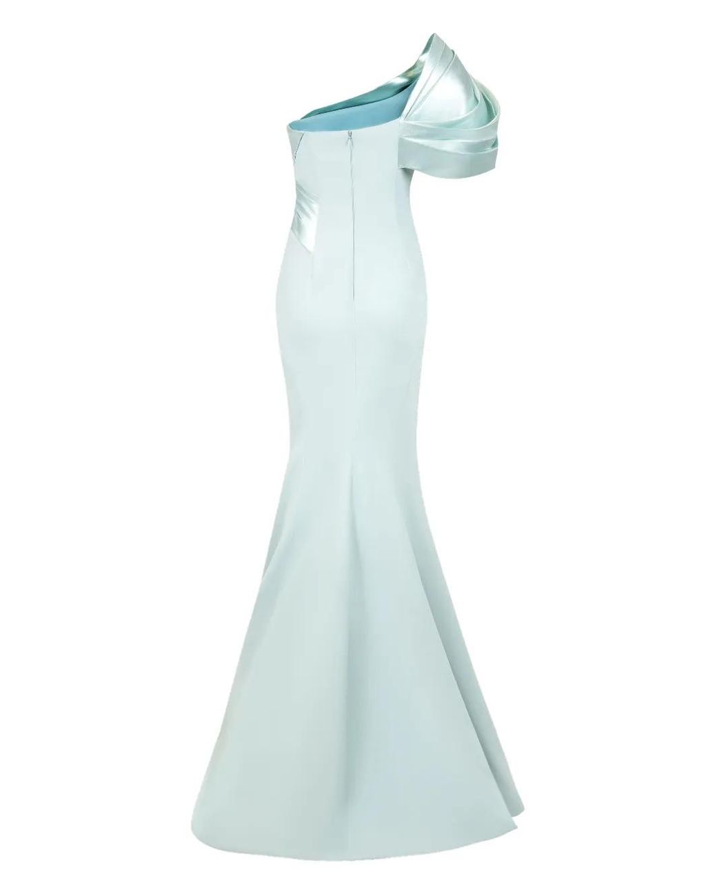 Gaby Charbachy Blue One-Shoulder Mermaid Gown