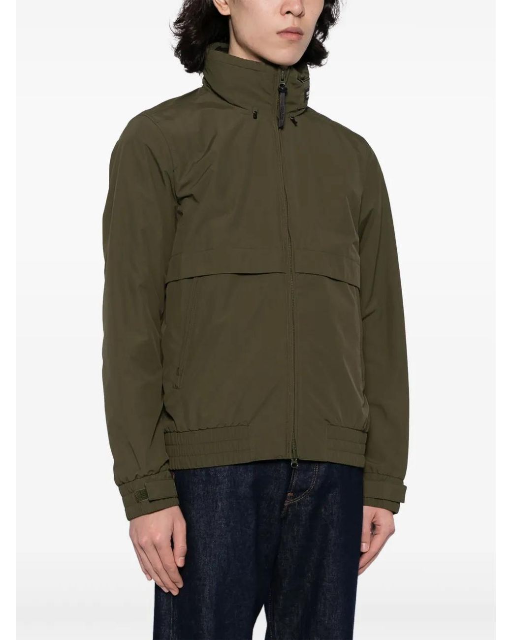 Woolrich Green High-Neck Zip-Up Jacket for men
