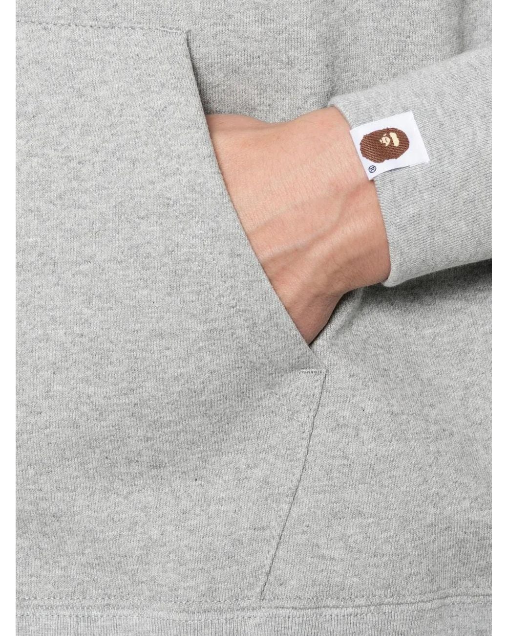A Bathing Ape Gray Logo-Print Hoodie for men