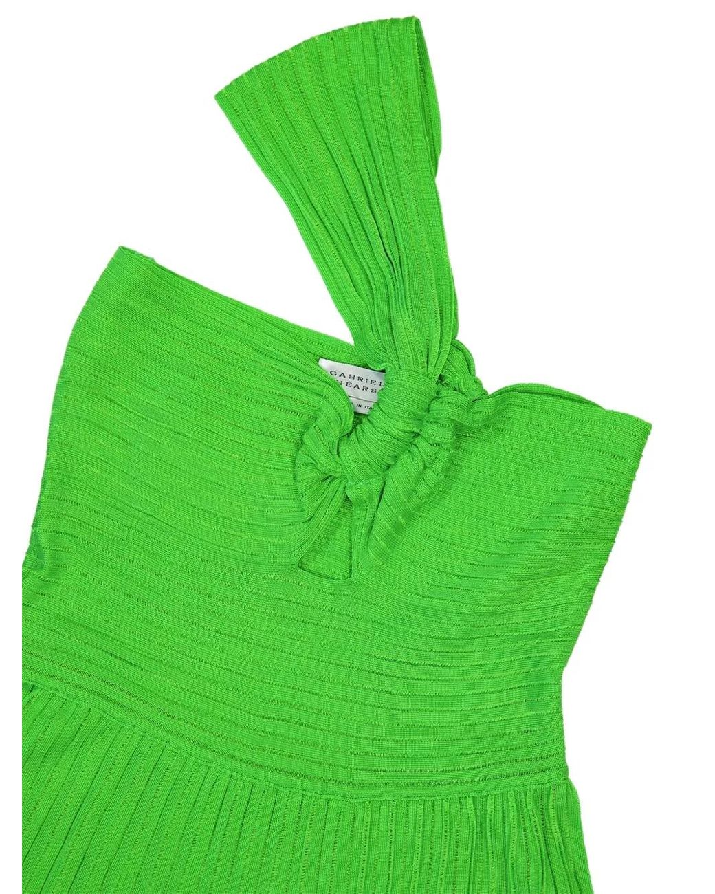 Gabriela Hearst Green One-Shoulder Pleated Maxi Dress