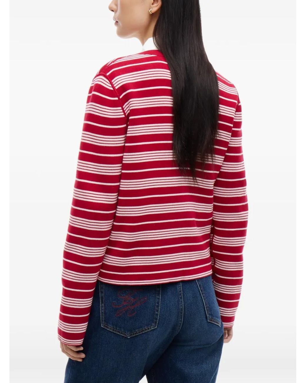 Tommy Hilfiger Red Reversible Horizontal-Stripe Cardigan