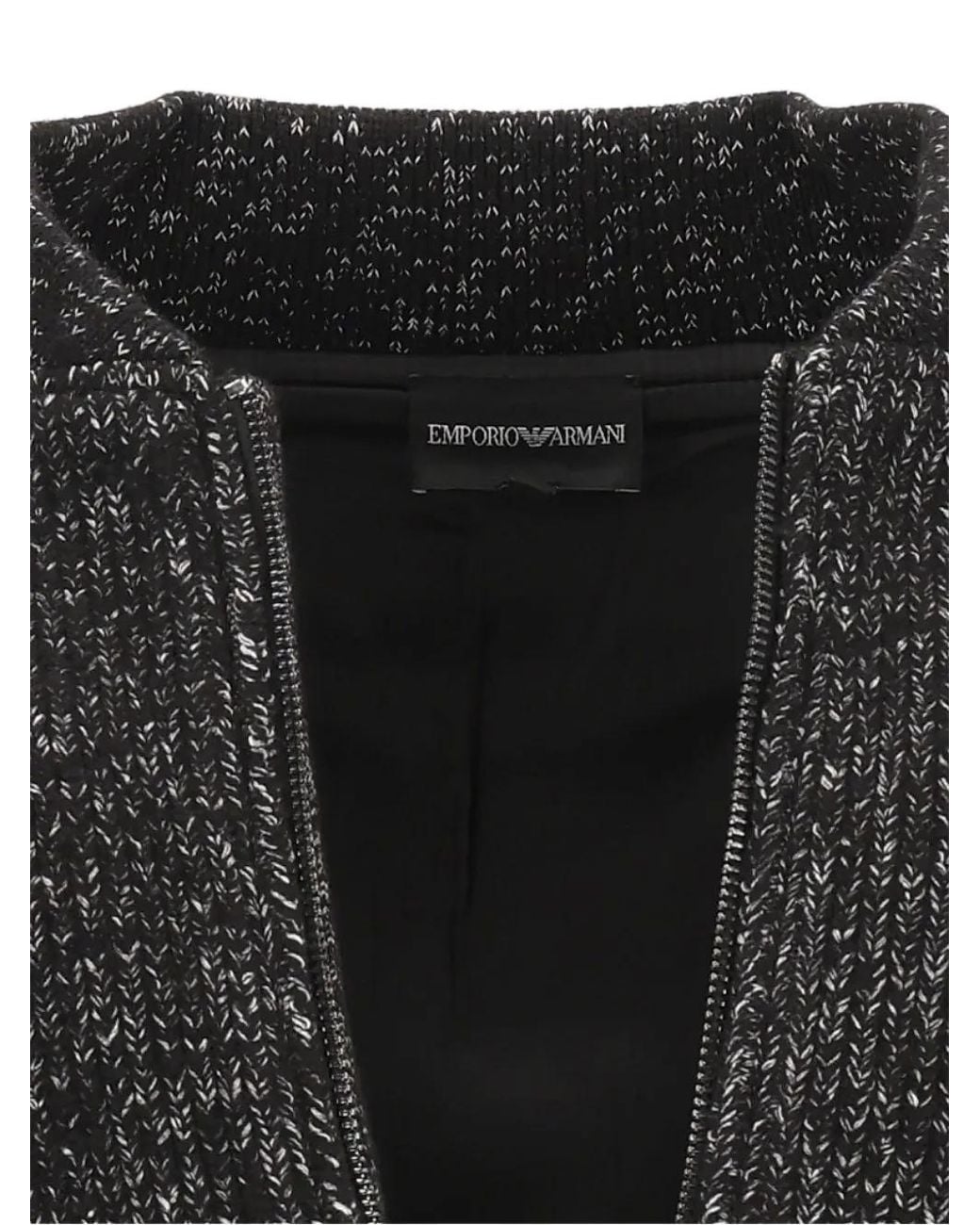 Emporio Armani Black Signature Capsule Marl-Knit Zip-Up Jacket for men