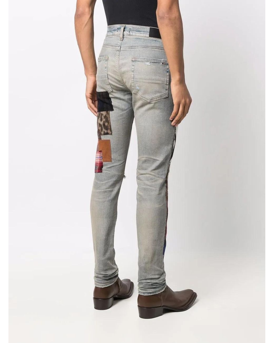 Amiri Patchwork-Detail Denim Jeans in Blue for Men | Lyst