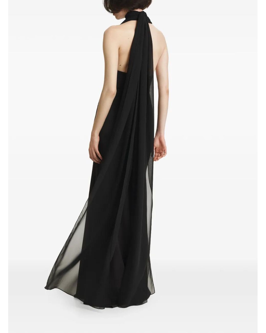 2310 STUDIO Black Halterneck Draped-Panel Maxi Dress