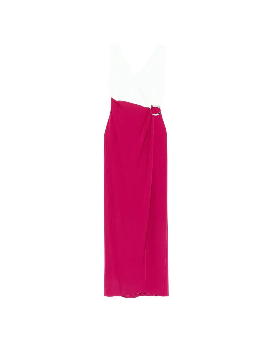 Patrizia Pepe Pink Robe Longue À Design Colour Block