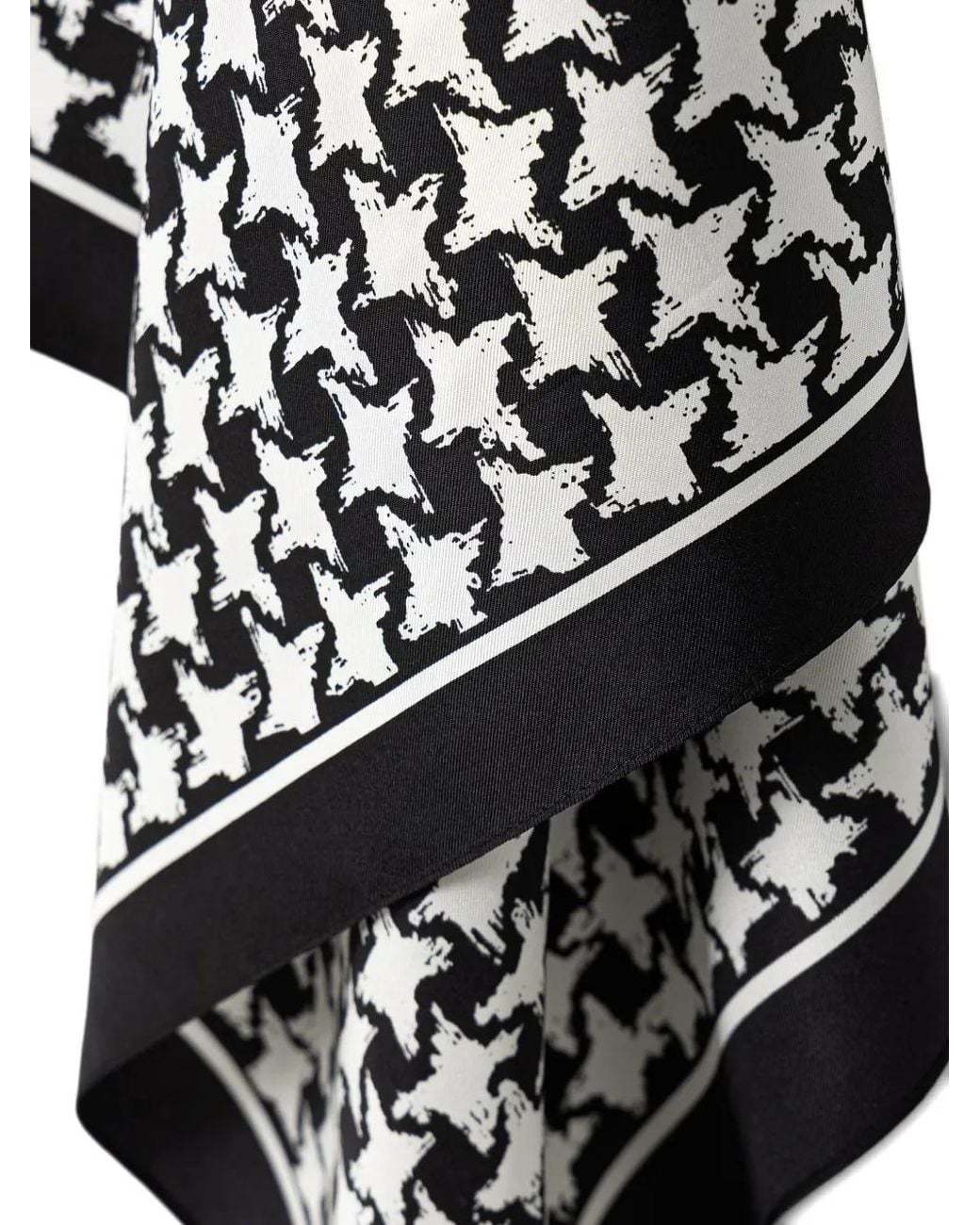 Karl Lagerfeld Black Houndstooth-Pattern Scarf