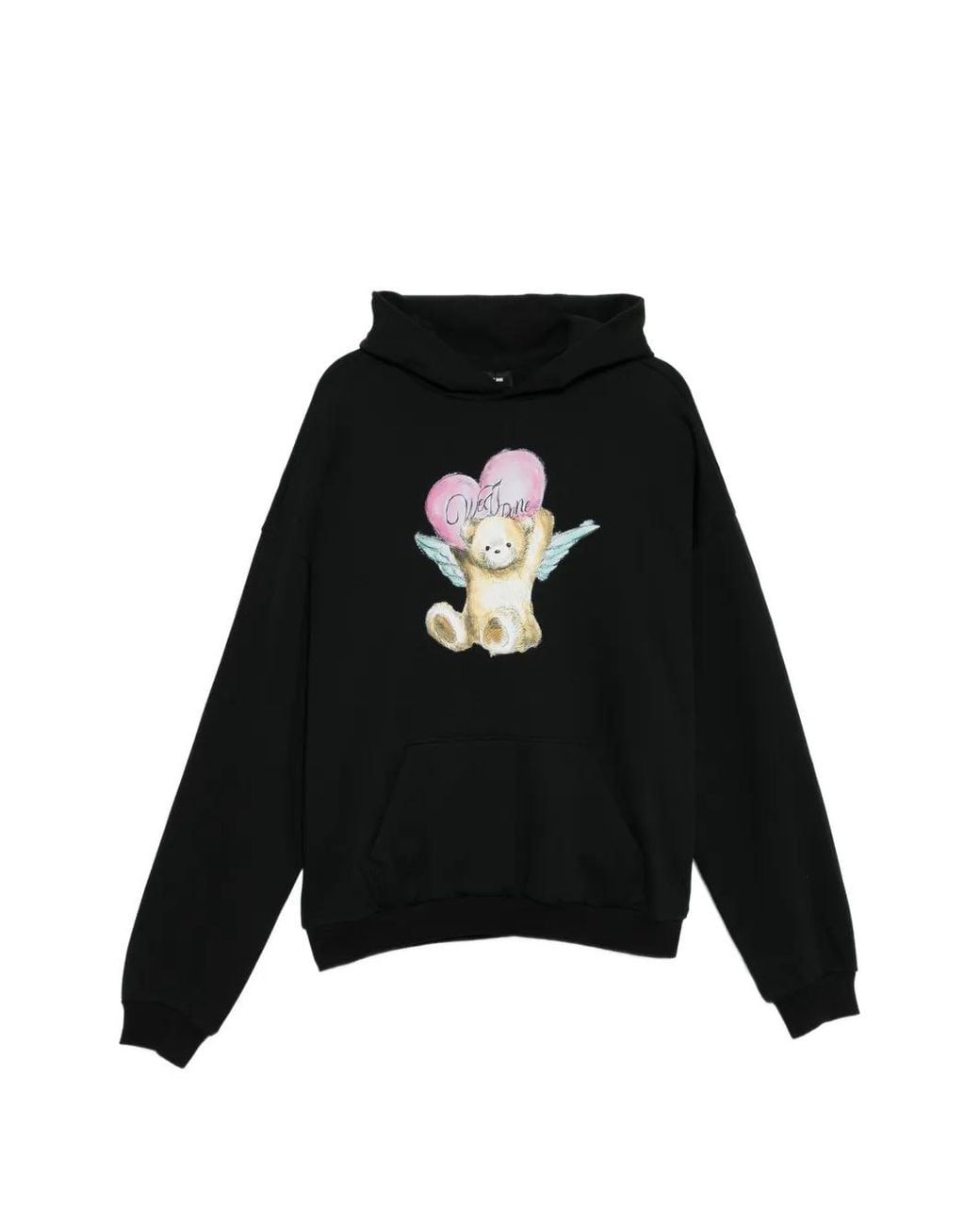 we11done Black Teddy-Print Hoodie