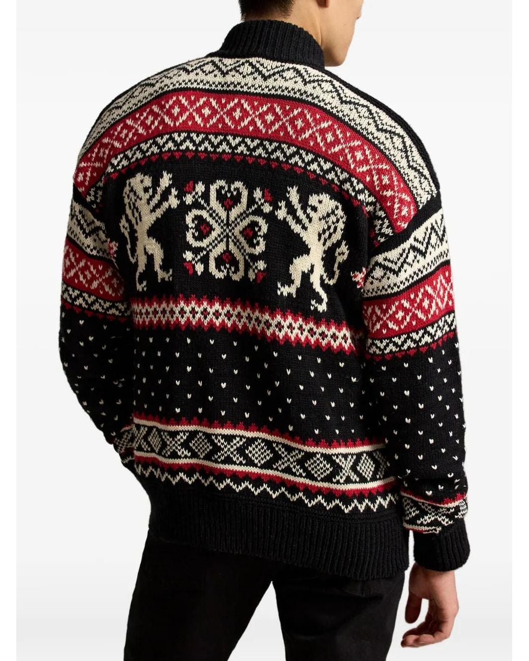 Polo Ralph Lauren Red Cardigan En Maille Fair Isle Intarsia for men