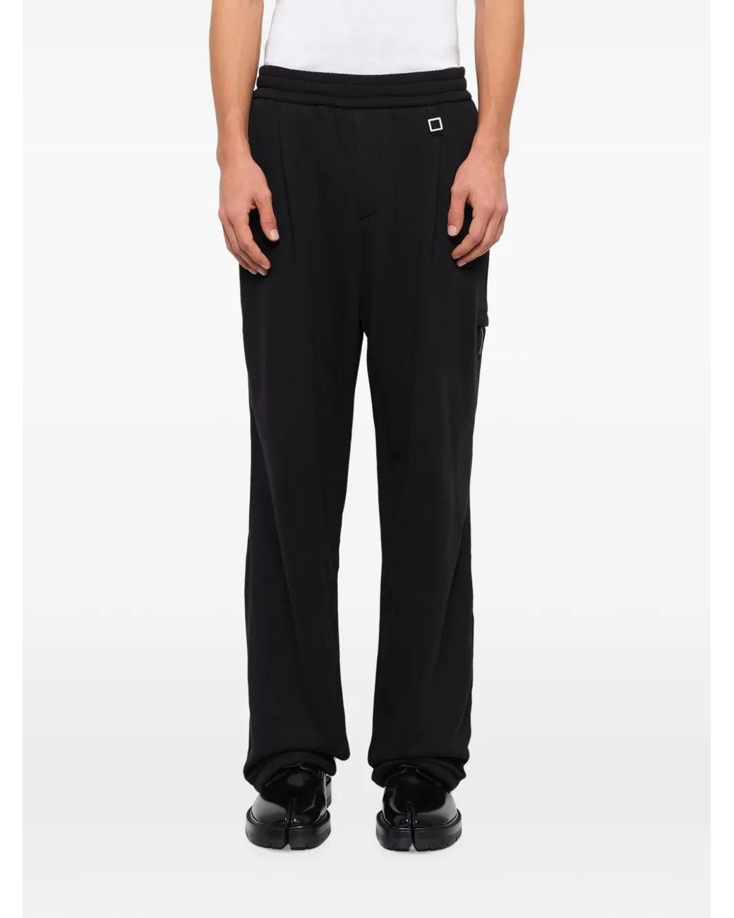 Wooyoungmi Black Pleated Drawstring-Waist Track Pants for men