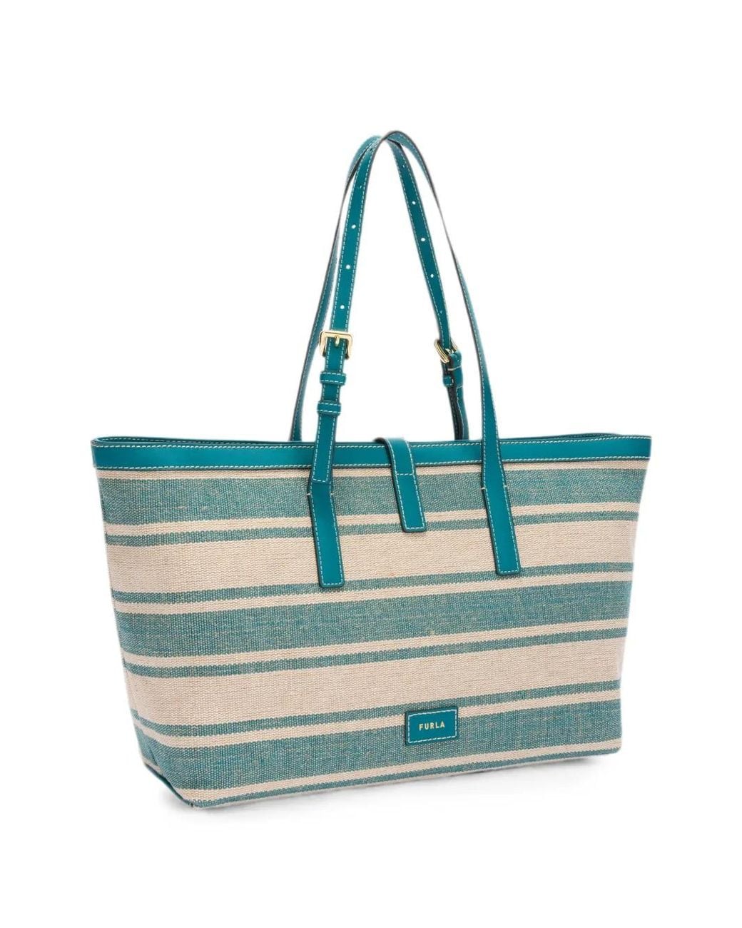 Furla Blue Debby Striped Tote Bag