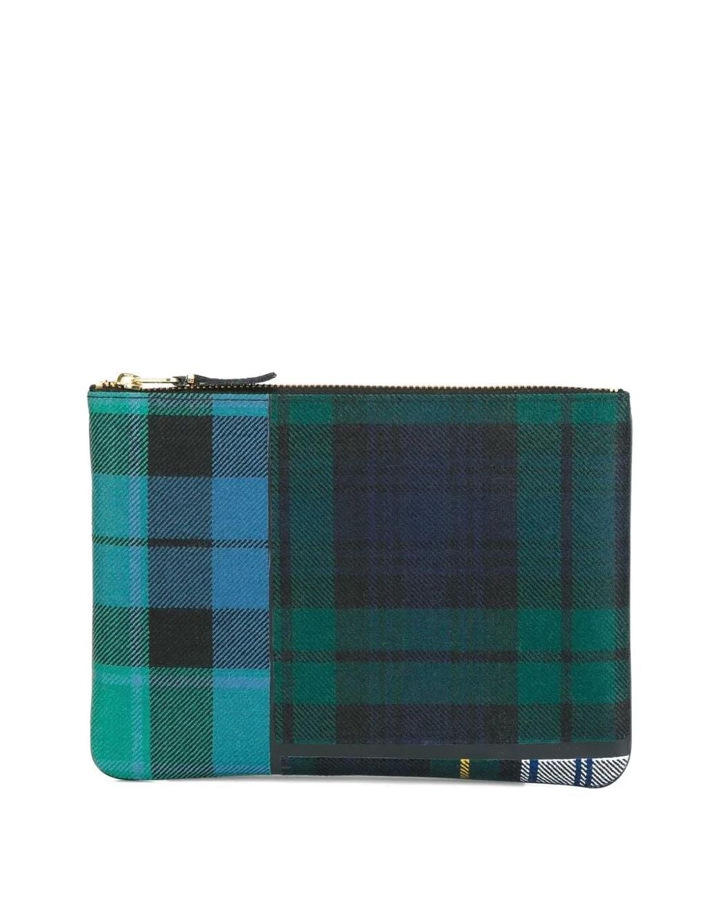 Comme des Garçons Blue Tartan Patchwork Clutch