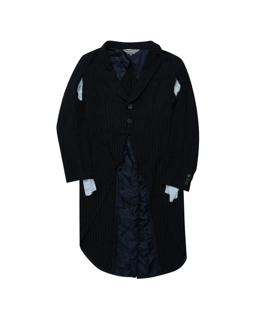 Comme des Garçons Black Pinstripe-Pattern Cutout Coat