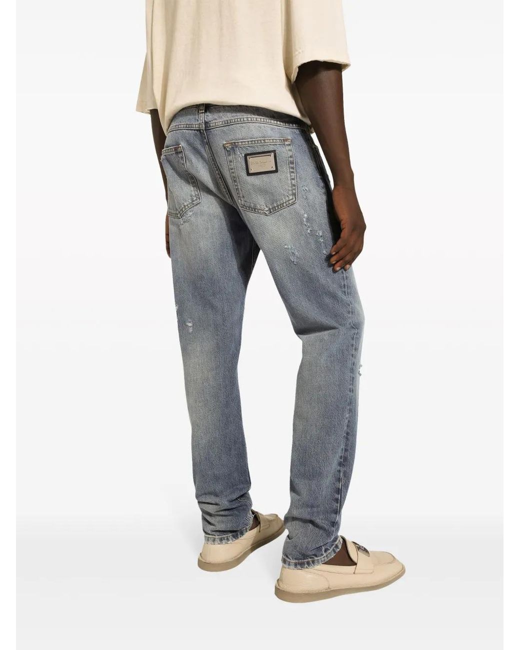 Dolce & Gabbana Blue Dolce&Gabbana Distressed Denim Jeans for men