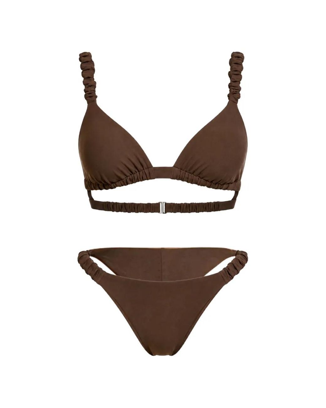 ME FUI Brown Ruched-Strap Bikini