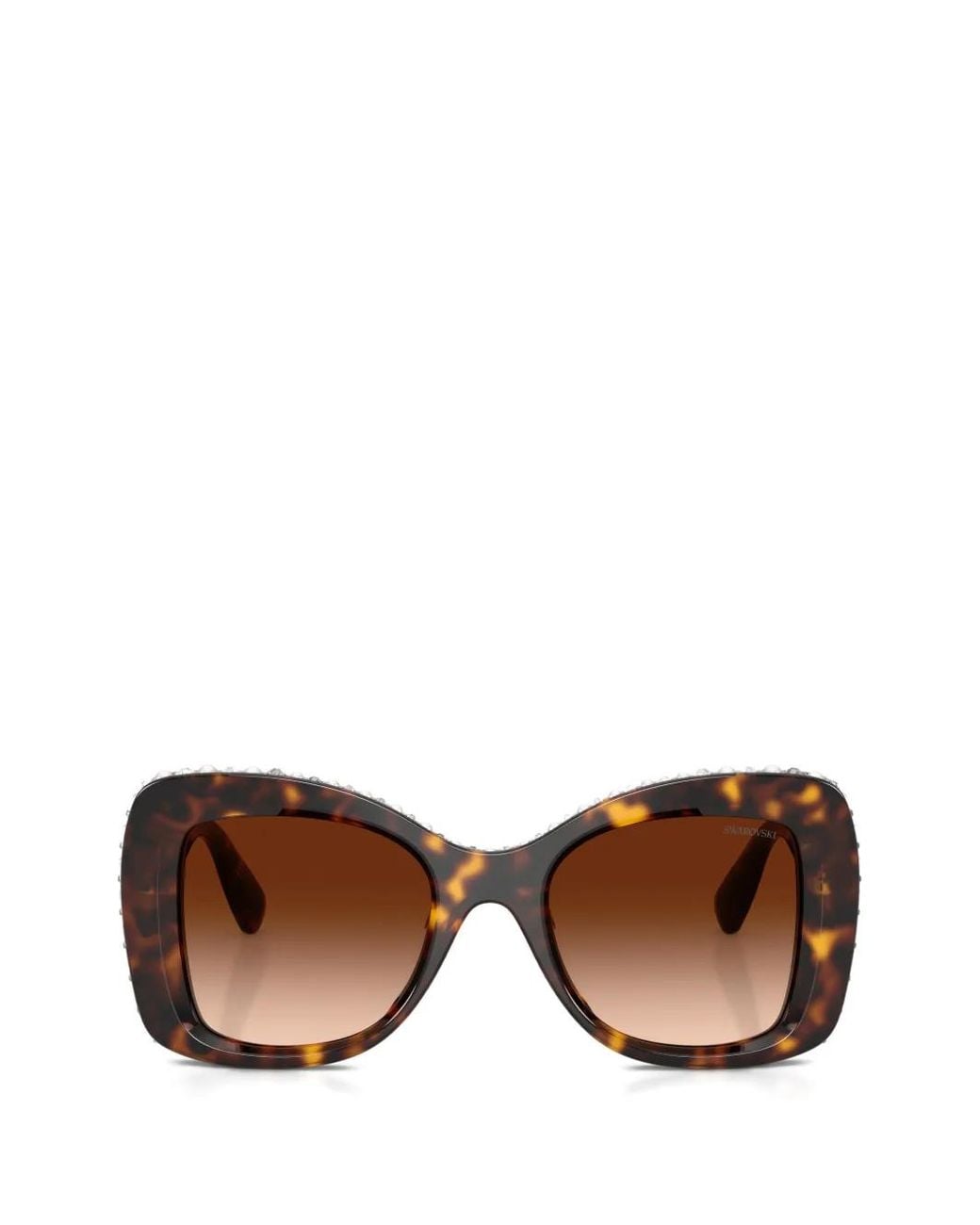 Swarovski Brown Crystal-Embellished Square-Frame Sunglasses