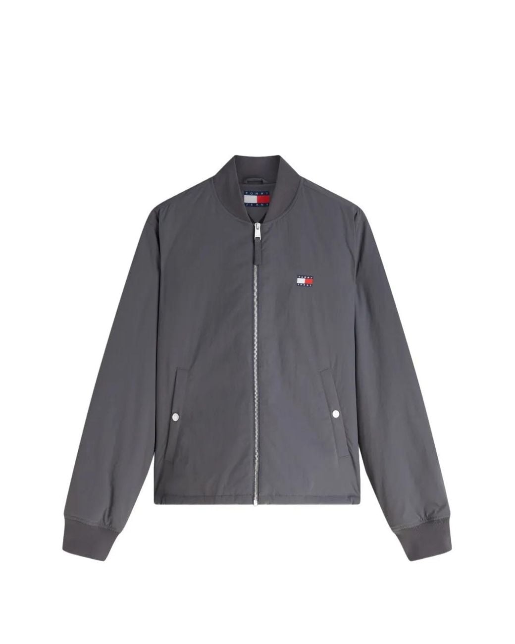 Tommy Hilfiger Gray Logo-Patch Zip-Up Bomber Jacket for men