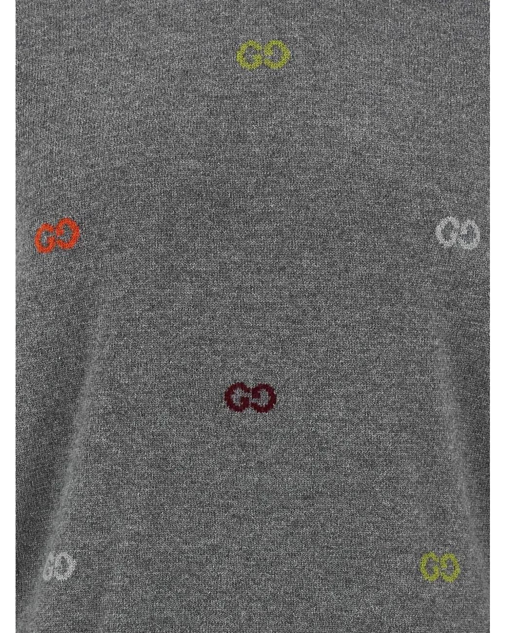 Gucci Gray Interlocking G Embroidered Sweater for men