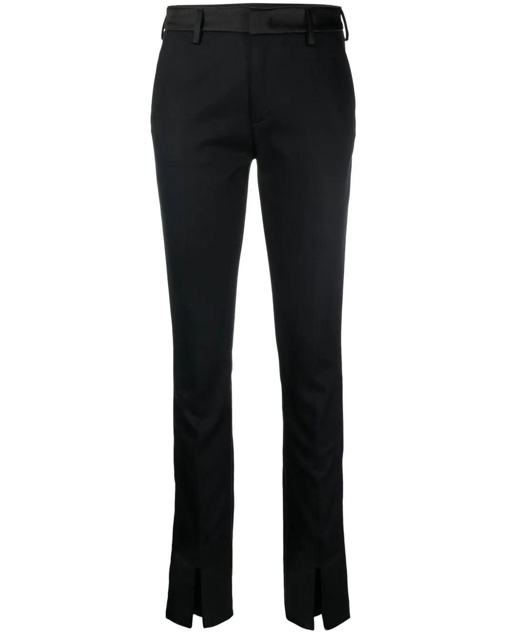Dondup Black Slit-Detailed Slim-Fit Trousers