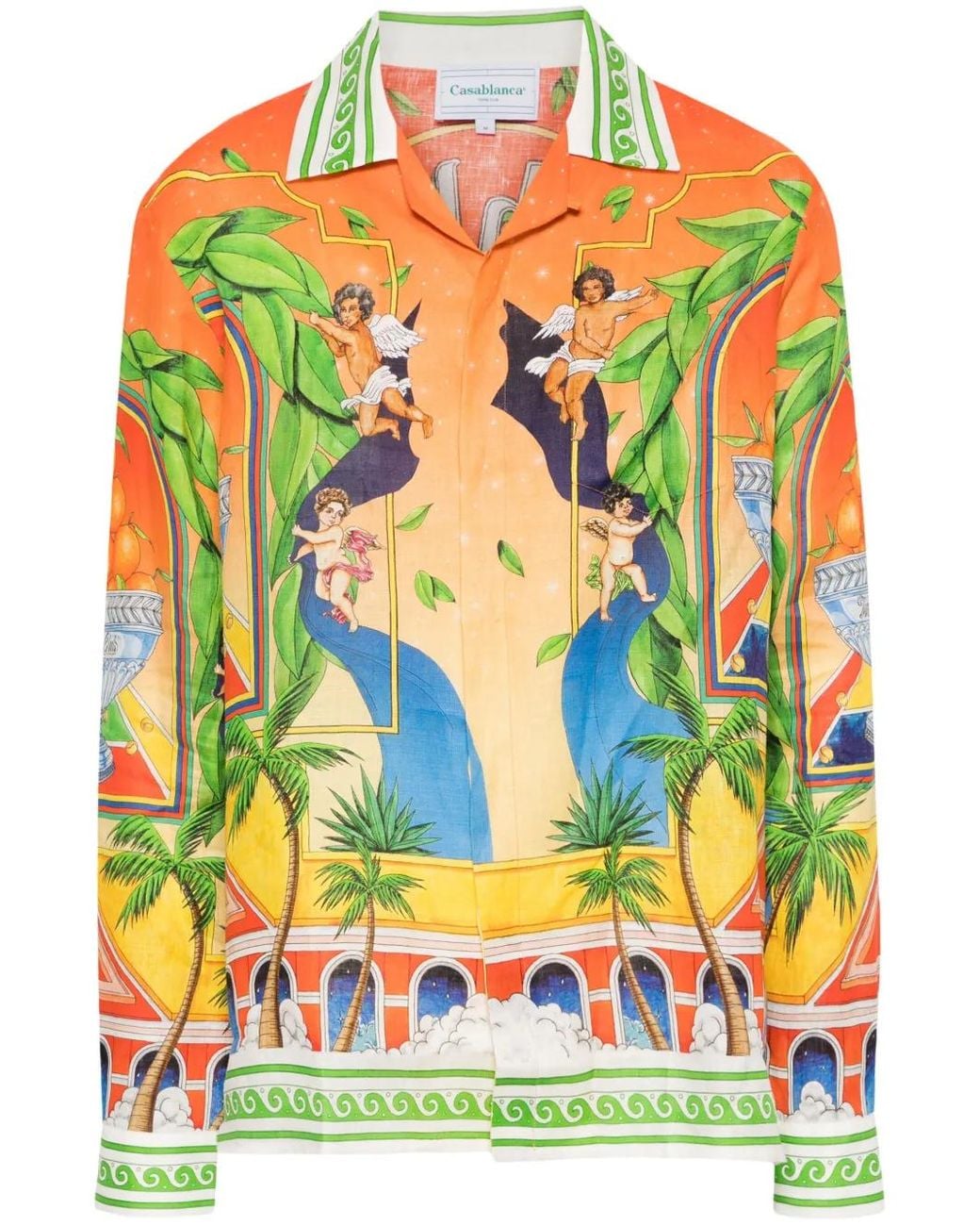 Casablanca Black Printed Linen Shirt for men