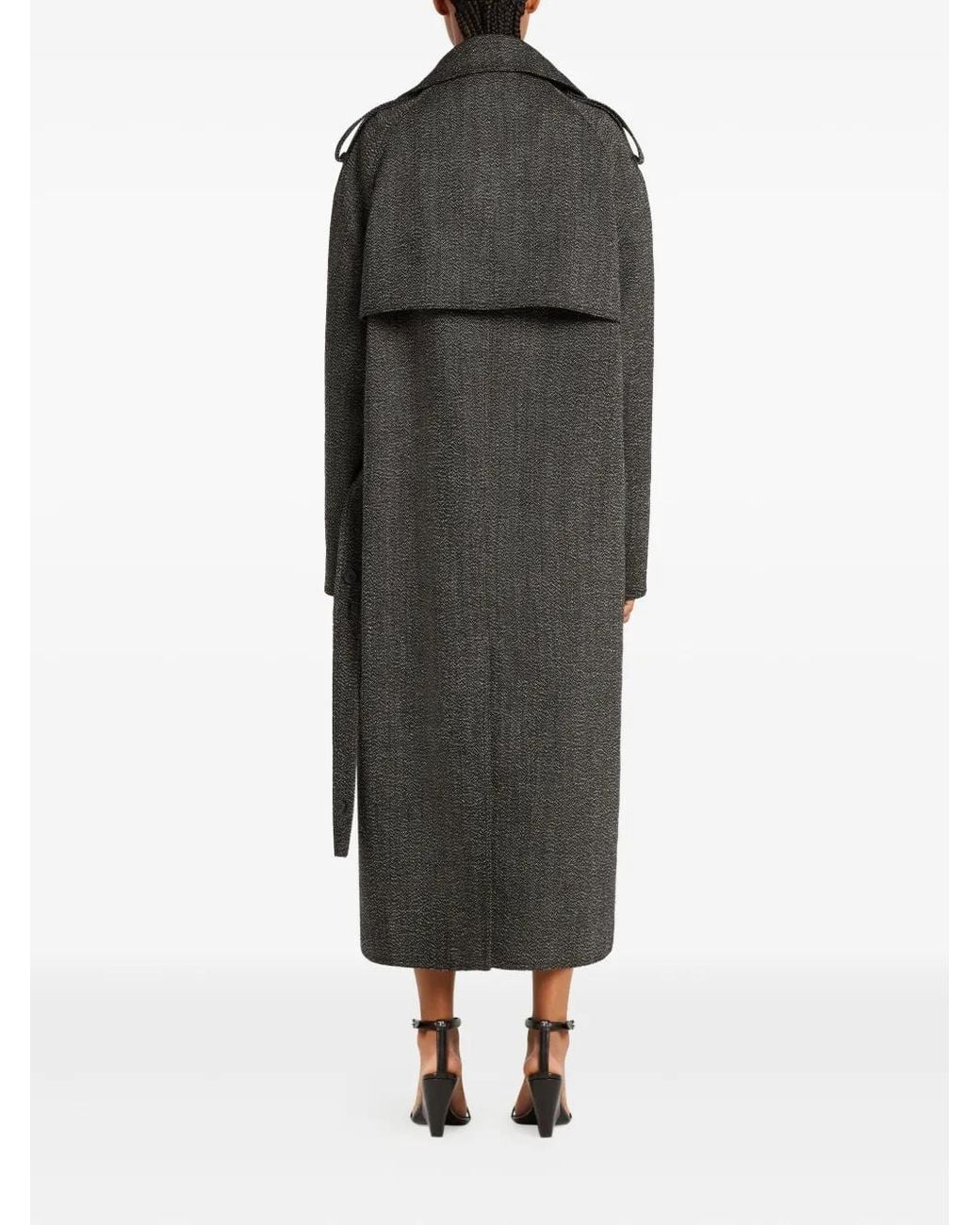 Courreges Black Asymmetric-Collar Long Coat