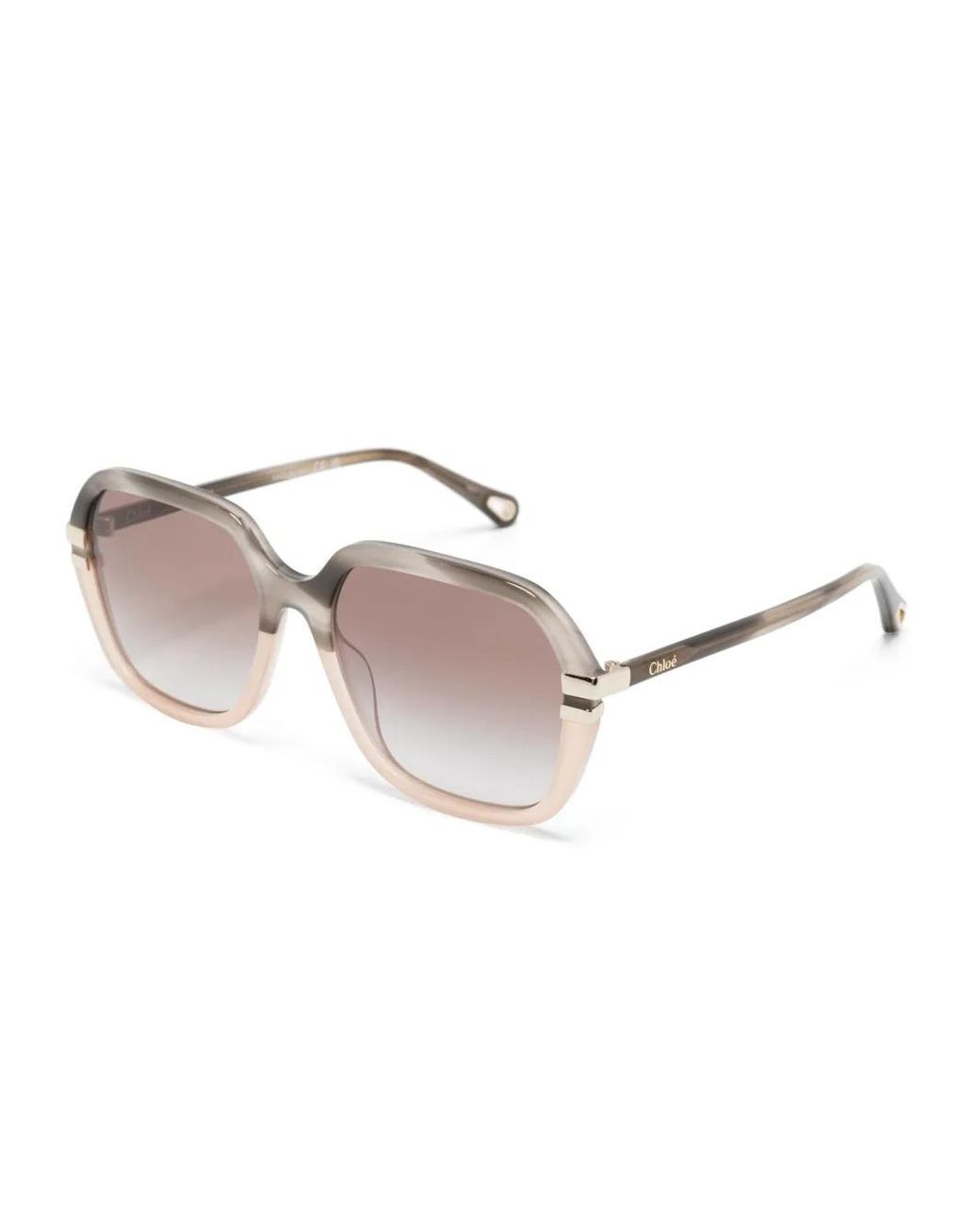 Chloé Pink Ombré-Effect Square-Frame Sunglasses