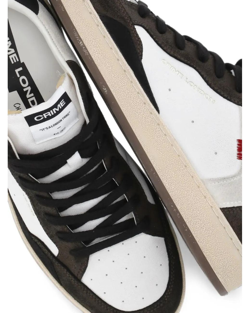 Crime London White Chelsea Panelled Leather Sneakers for men