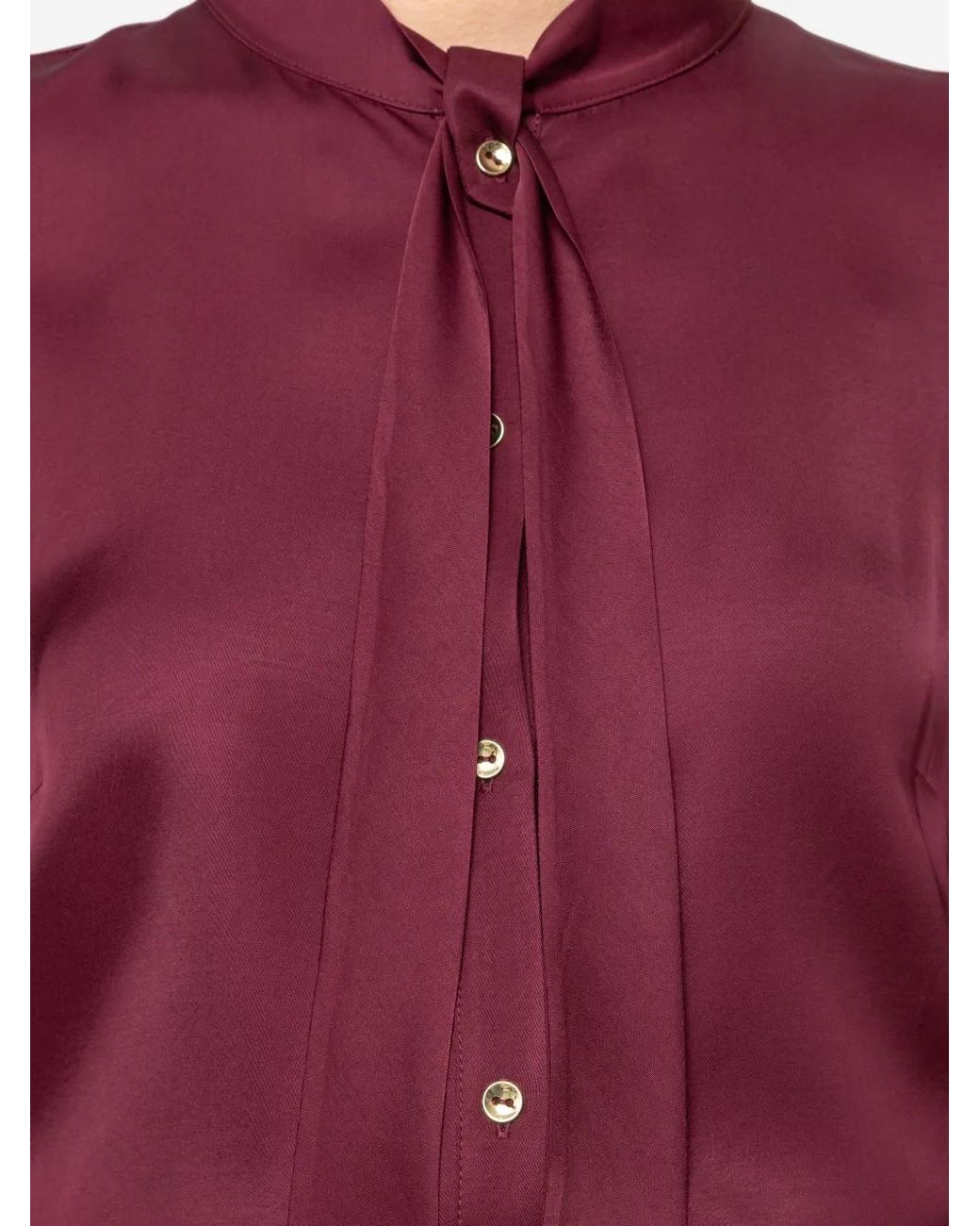Nissa Purple Bow-Detail Viscose Shirt