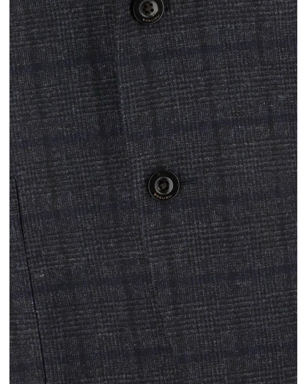 Boglioli Black Check-Pattern Notched-Lapels Blazer for men