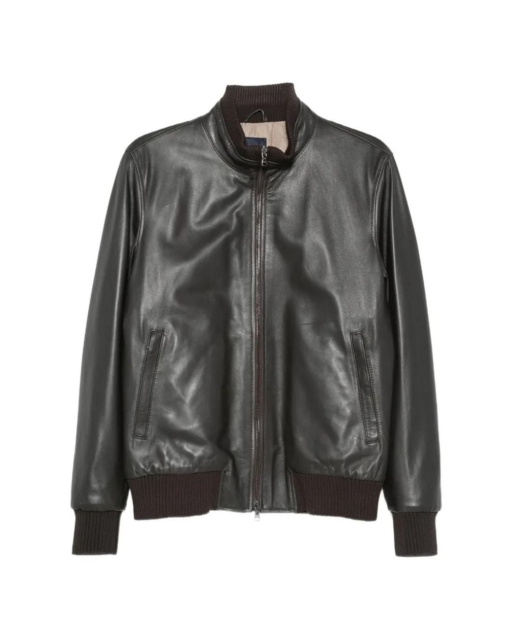 Barba Napoli Black Zip-Up Leather Jacket for men