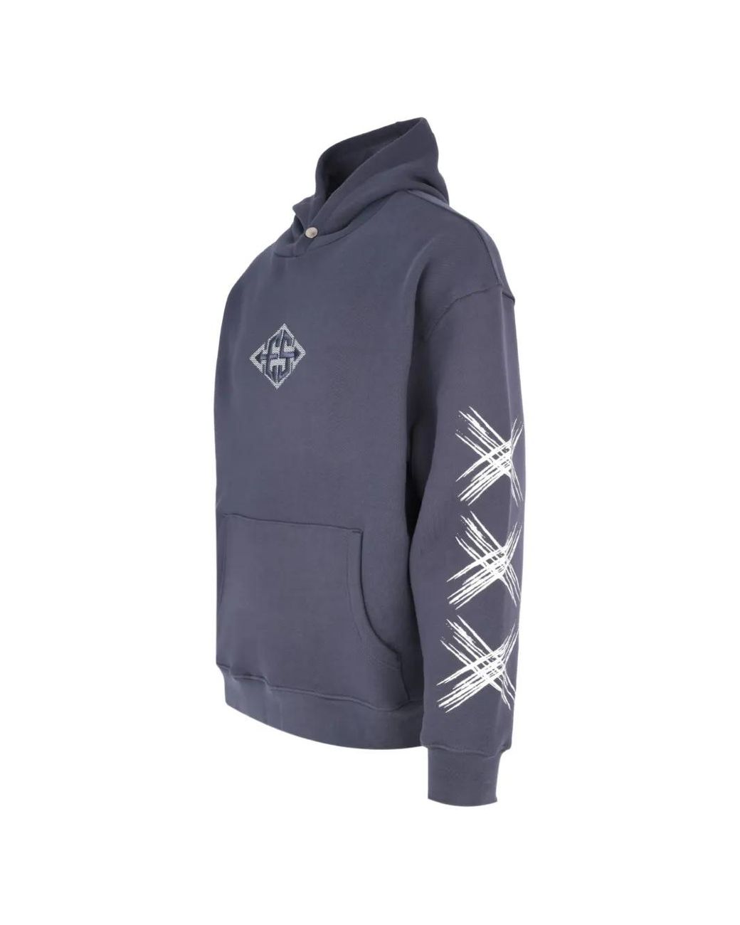 Exit Society Blue Xxx Logo-Detail Graphic-Print Hoodie for men