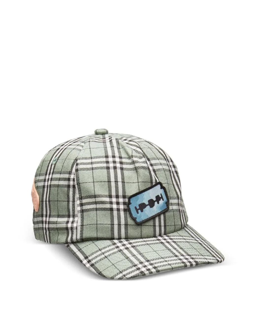 PDF White Check-Pattern Patch-Detail Baseball Cap for men
