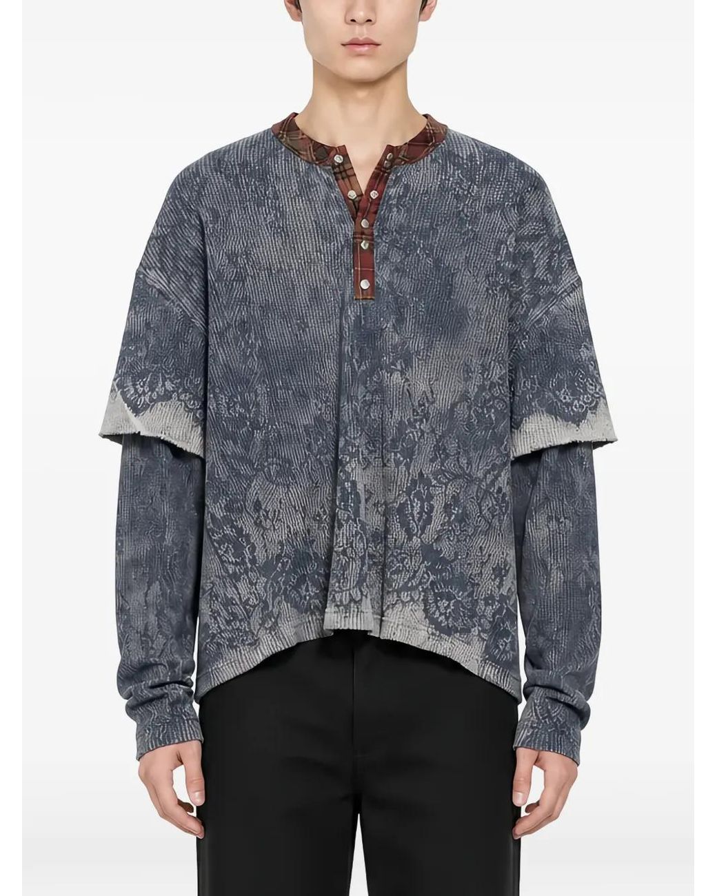 ERCOLE STUDIO Blue T-Shirt À Fleurs Et Effet De Superposition for men