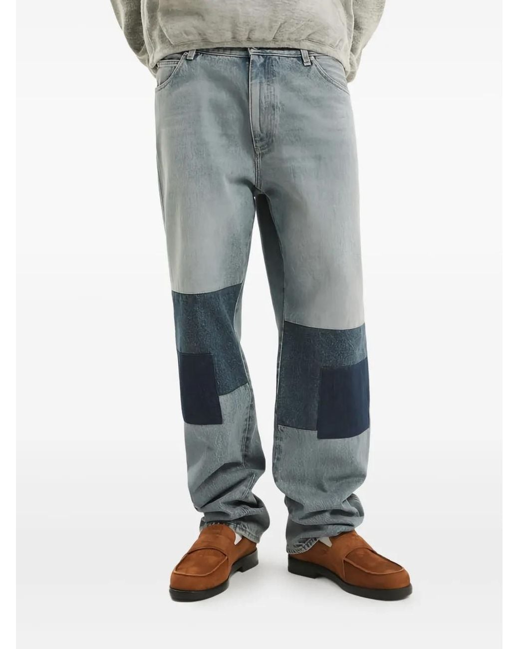 1989 STUDIO Blue Patchwork Regular Jeans for men