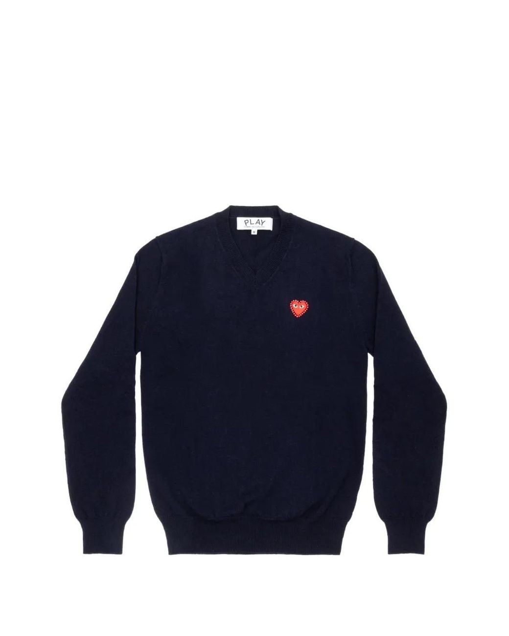COMME DES GARÇONS PLAY Blue Heart-Patch V-Neck Sweater