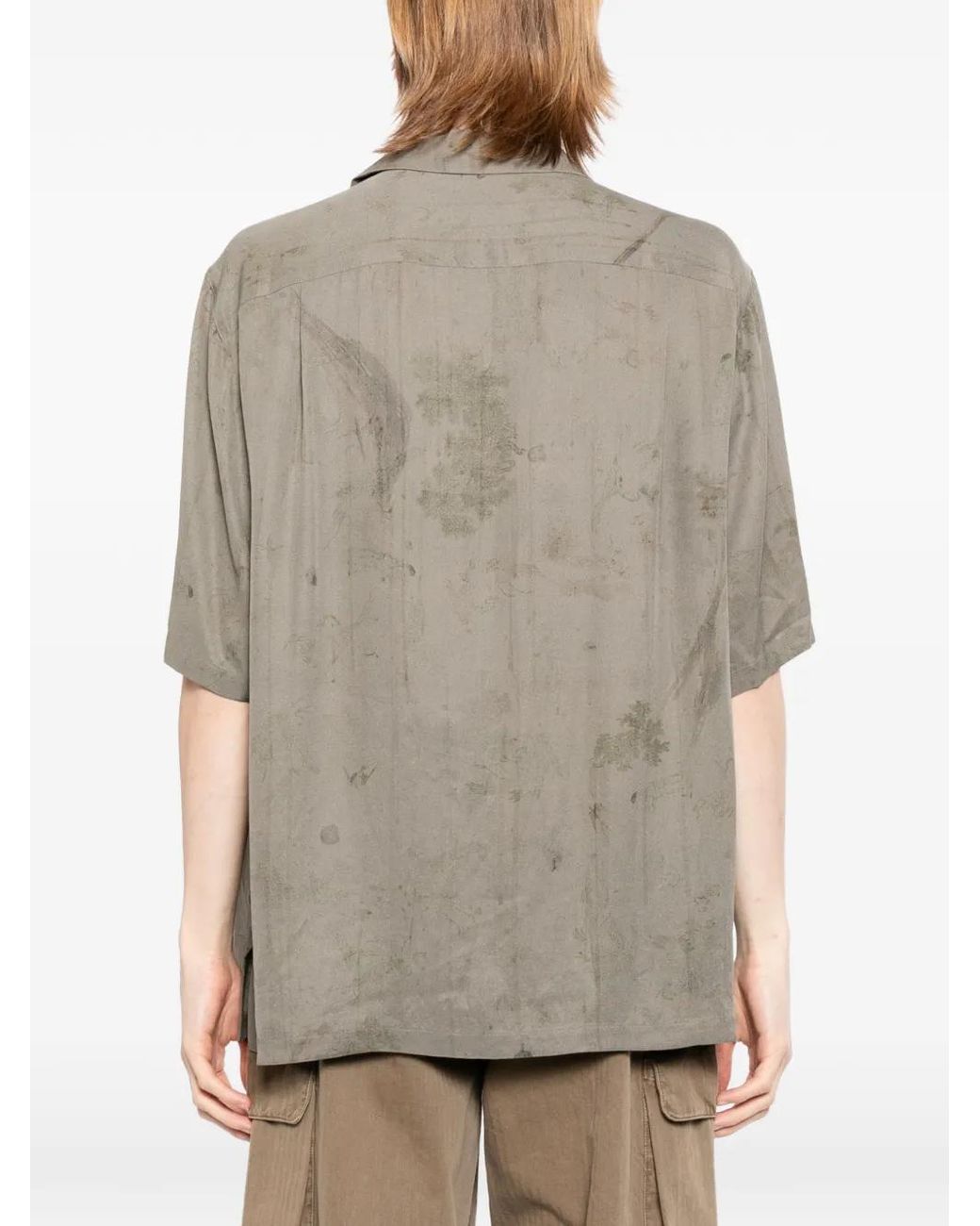 Ziggy Chen Gray Faded-Effect Short-Sleeve Shirt for men