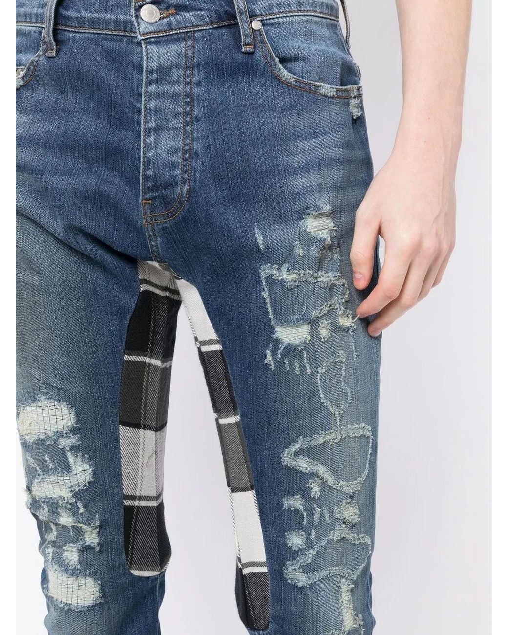 Alchemist Blue Distressed Skinny Jeans for men