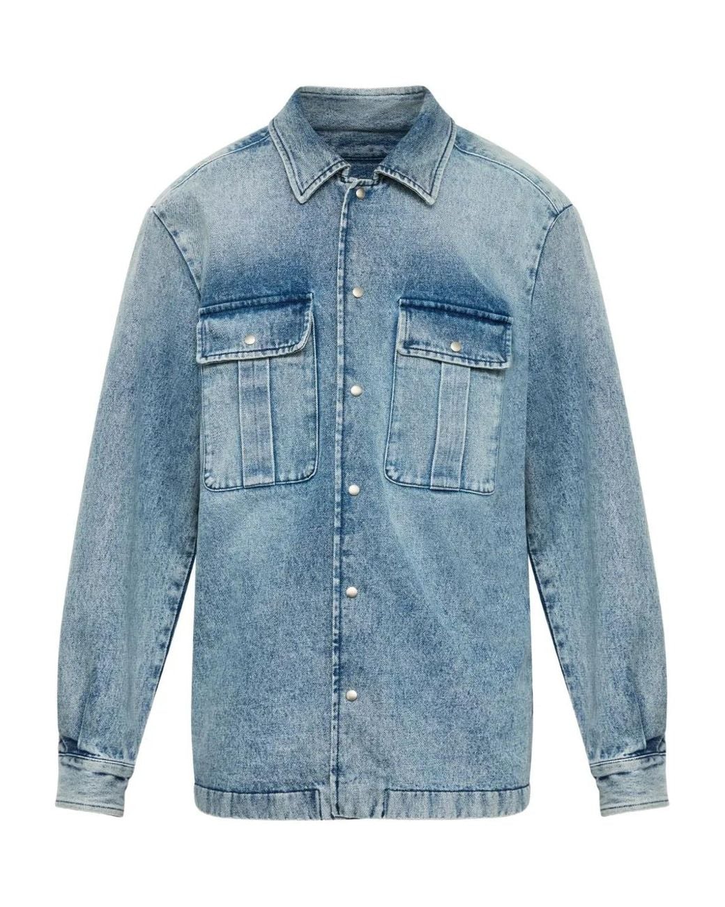 MM6 by Maison Margiela Blue Longsleeved Pocket Shirt for men