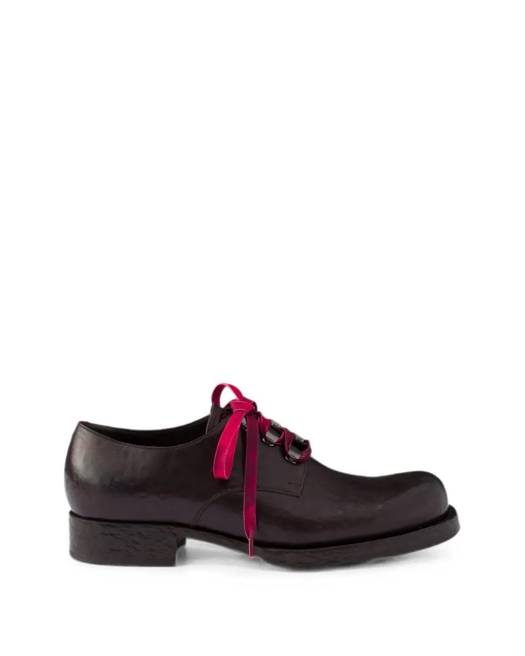 Prada Brown Leather Lace-Up Shoes for men