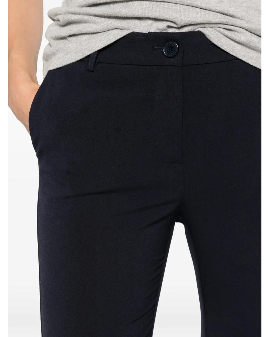 Twinset Blue Logo-Plaque Straight-Leg Trousers